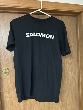 Salomon Black Short Sleeve Logo Tee with White Chest Print